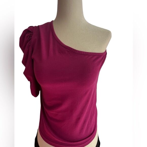 nwt Bobi la women's one‎ shoulder rouched sleeve size medium - Picture 1 of 10